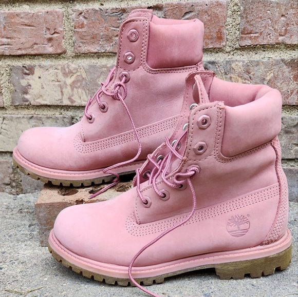 Women's Timberland A12LS Premium 6" Nubuck Boot in Dusty Rose size 5 - Picture 2 of 11